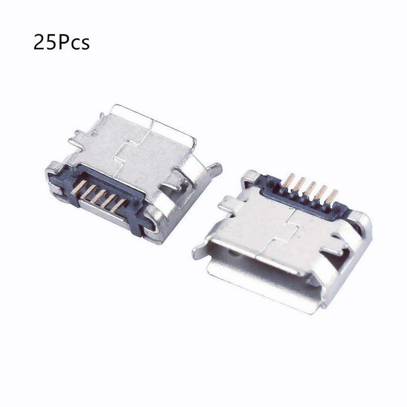 bnafes موصل أنثوي مايكرو USB نوع B بزاوية 180 درجة 5 دبابيس SMD SMT لحام 25 قطعة - Image 3